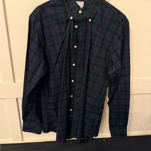 Brooks Brothers Navy and Green Plaid Shirt